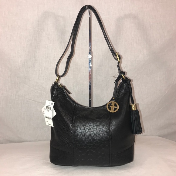 Giani Bernini Handbags - Giani Bernini Pebble Weave Black Leather Tote